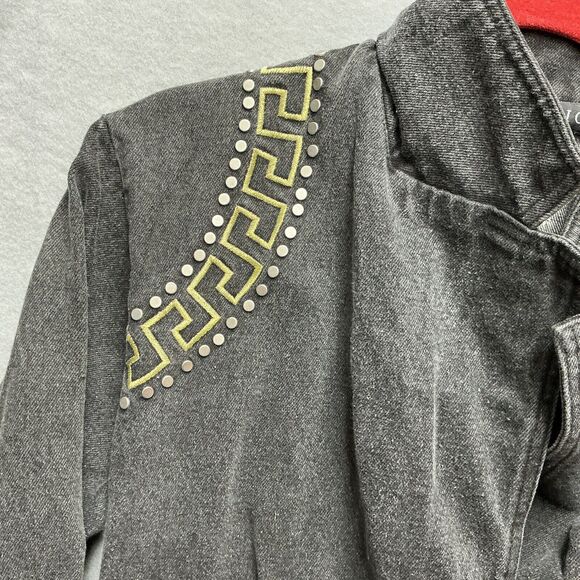 Vintage 1990’s I.B. Diffusion Beaded Gray Denim Jean Jacket Womens Size 6 - Picture 3 of 9